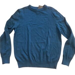 JEFF Men’s Blue Sweater New Long Sleeve Crew Neck Teal Cotton Blend size S/M